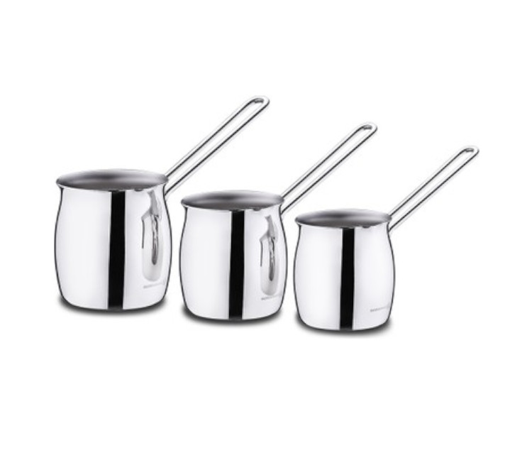 Set of 3 TOMBIK coffee pots in stainless Steel Cezves A1217